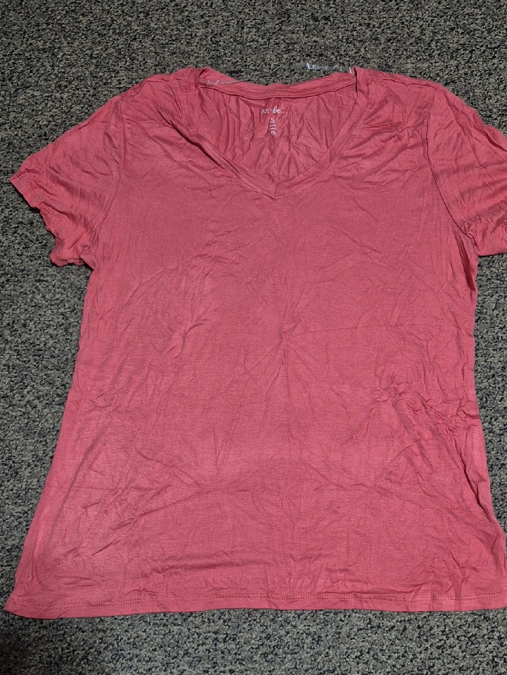 just be V-Neck Short Sleeve Tee - Rose Pink